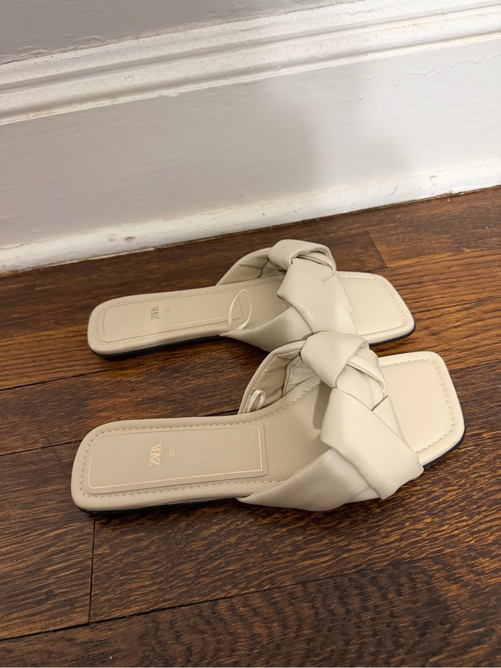 Zara Braided Slide Sandals - Beige/Cream EU 37 - Picture 2 of 7
